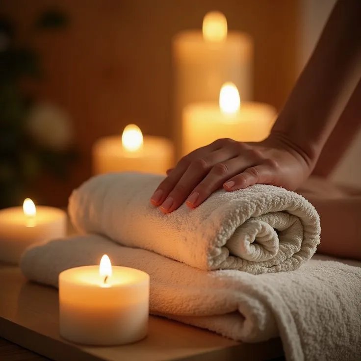 Therapist performing aromatherapy massage with essential oils at Veloura Spa horamavu